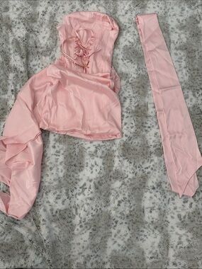 Pink Satin Corset dress with Matching Sash